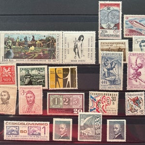 Ceskoslovensko post, 19 Old Czech postage stamps NEW, uncanceled For collection, Czech postage, Authentic stamp