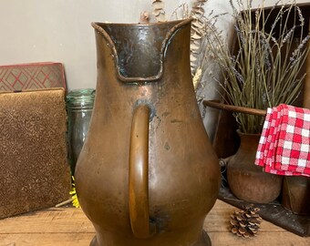 アンティークフランスXXLバケツ、XXL銅ピッチャー傘立て銅、農家の銅