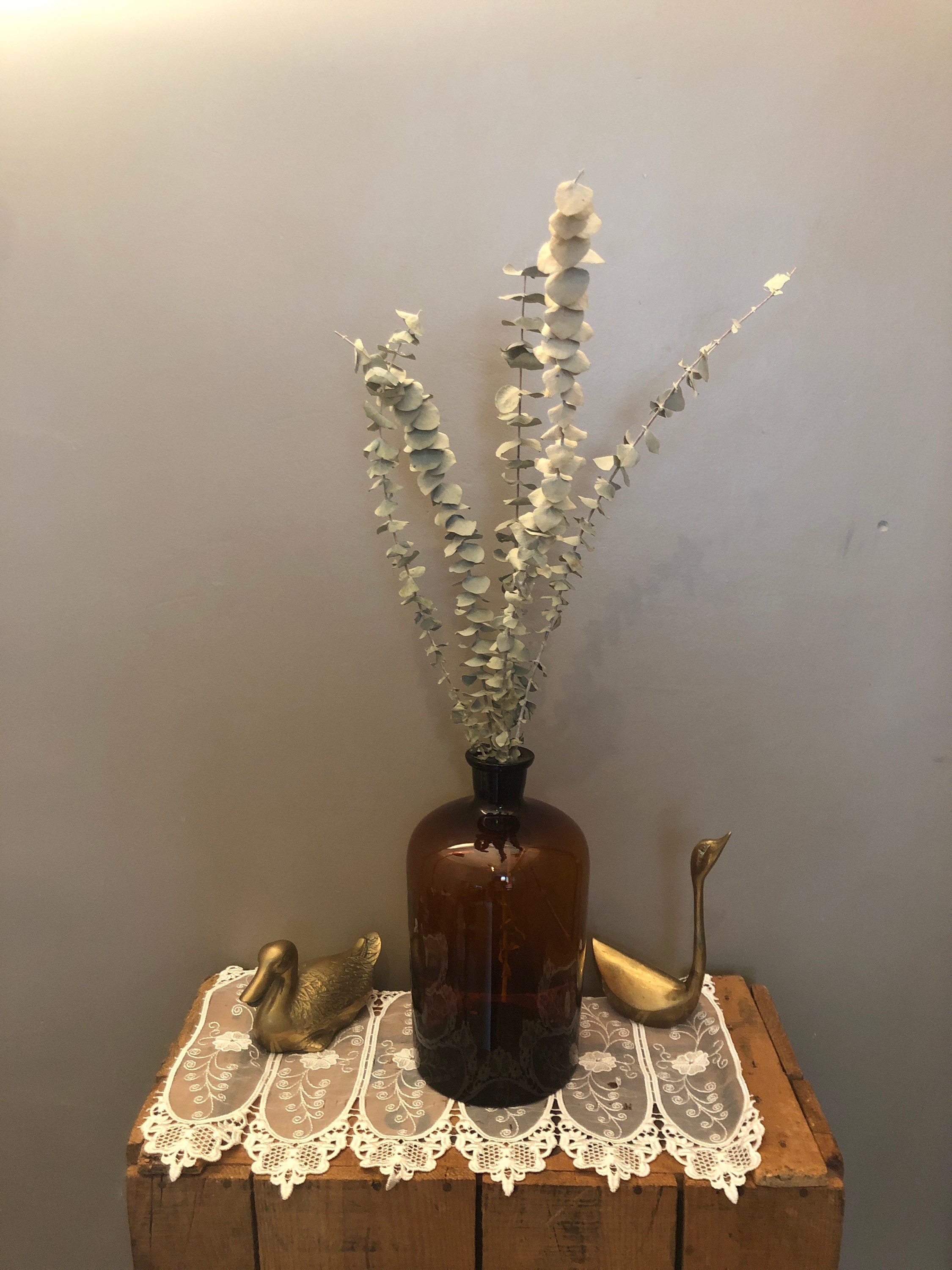 Early French Brown Glass - Annee 60 2.5 Litres Rare Grand Ambre Apothicaire Bouteille Vintage Amber 