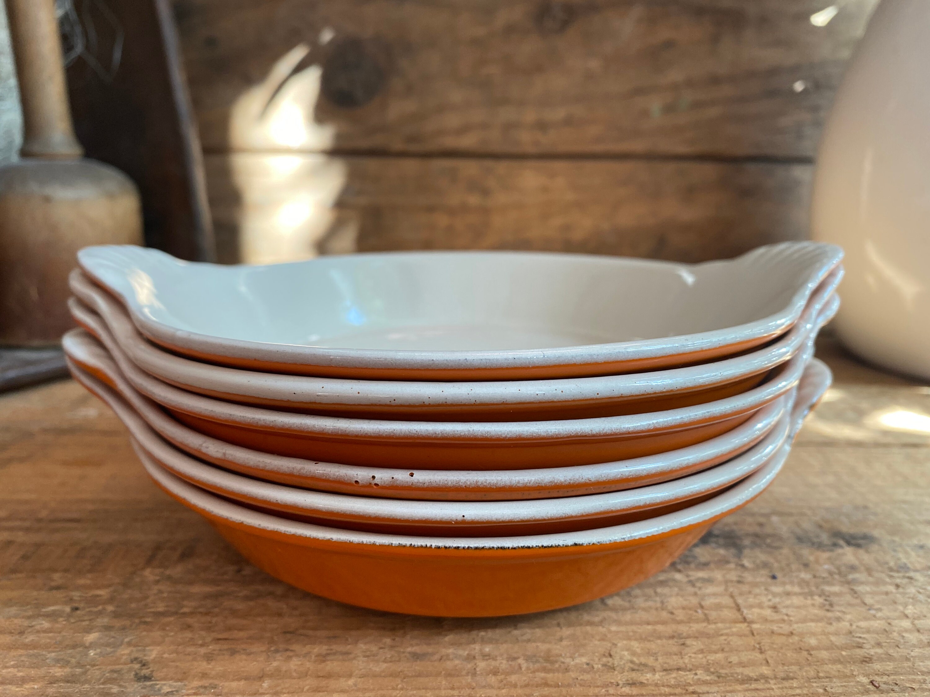 Plat à Gratin Orange Le Creuset en Fonte X1, Vintage French Iron Dish Le Cast Creuset
