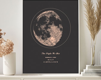Custom Moon Phase Print, Foil Wall Art, Anniversary Wedding Birthday Gift