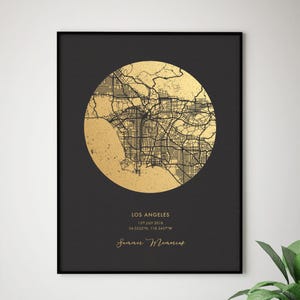 Stampa personalizzata di una mappa, ideale per matrimoni, anniversari, compleanni, nuove case e come regalo personalizzato con stampa in lamina metallica.