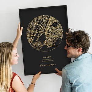 Stampa personalizzata di una mappa, ideale per matrimoni, anniversari, compleanni, nuove case e come regalo personalizzato con stampa in lamina metallica.