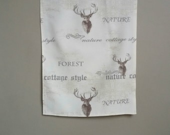 Table runner, deer, font, forest, cottage, country house