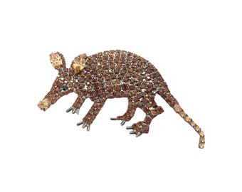 Strass Gürteltier Pin - Amerikanische Wildtier Brosche - Texas Style