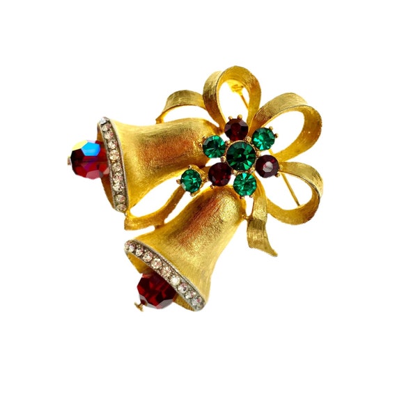 Weiss Christmas Bells Brooch / Vintage Holiday Je… - image 7
