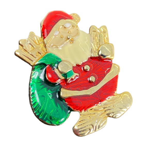 Santa Claus Brooch / Holiday Pin / Vintage Jewelry - image 6