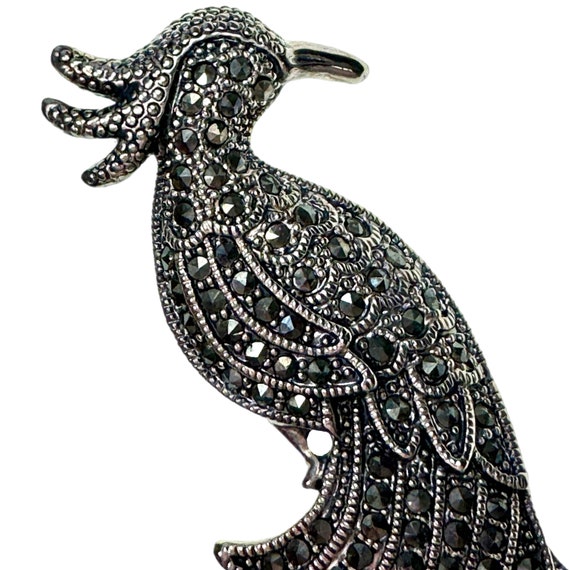 Marcasite Peacock Brooch / Vintage Jewelry - image 7