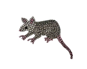 Opossum possum Brooch - Marsupial  / Crystal Rhinestones