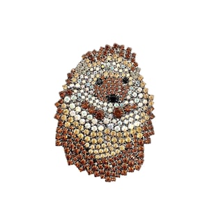 Vintage Hedgehog Brooch / Curled Up in Ball - Swarovski Crystals