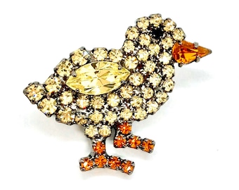 Yellow Chicken Pin - Swarovski Crystals -  von Walhof Brooch