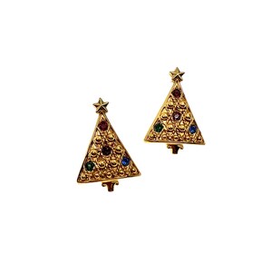 Christmas Tree Earrings / Vintage Holiday Jewelry
