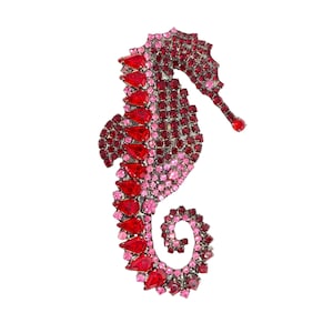 Red Seahorse Brooch - Summer Swag - Designer Seadragon Pin