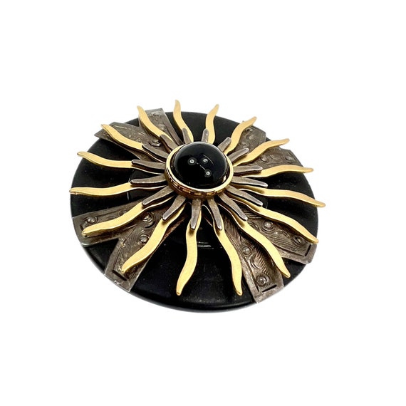 Steampunk Style Vintage Sunburst Brooch / 90s Jew… - image 5