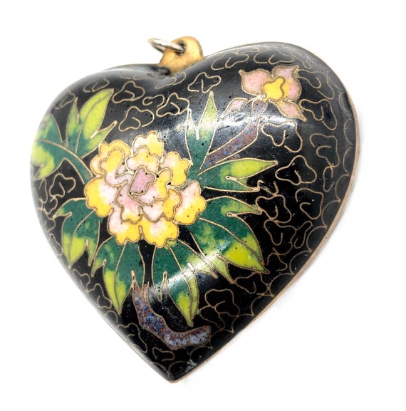 Cloisonné Heart Pendant - Gorgeous Boho Vibrant O… - image 5