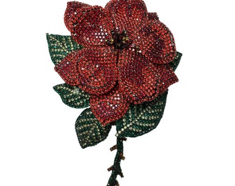 Red Rose Brooch / Rare Bettina Von Walhof Original