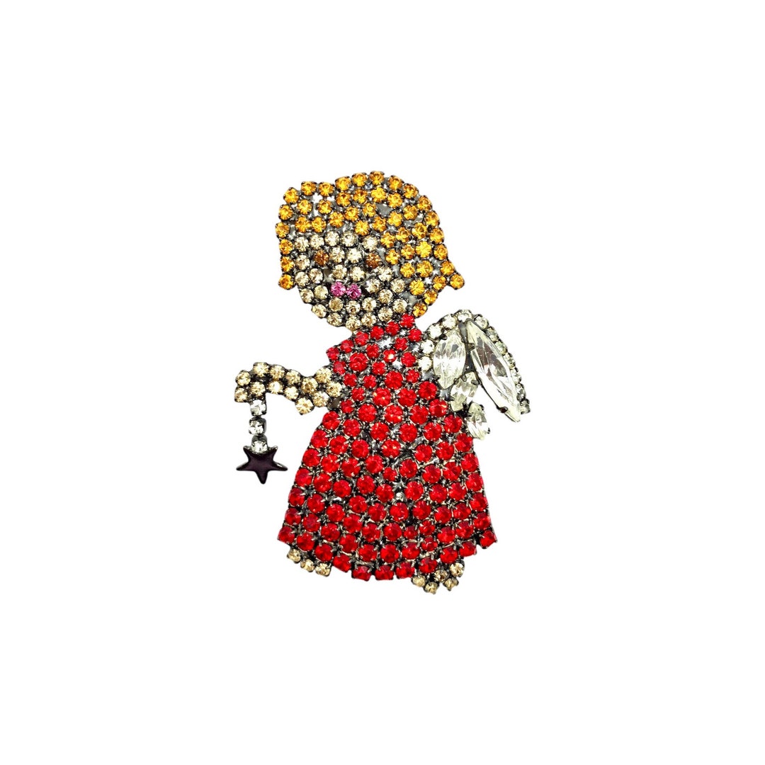 Ruby Angel Pin Rhinestone Angel Pin - Holiday Jewelry - Etsy