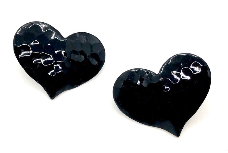 Black Heart Earrings Vintage 90s Super Cute image 3