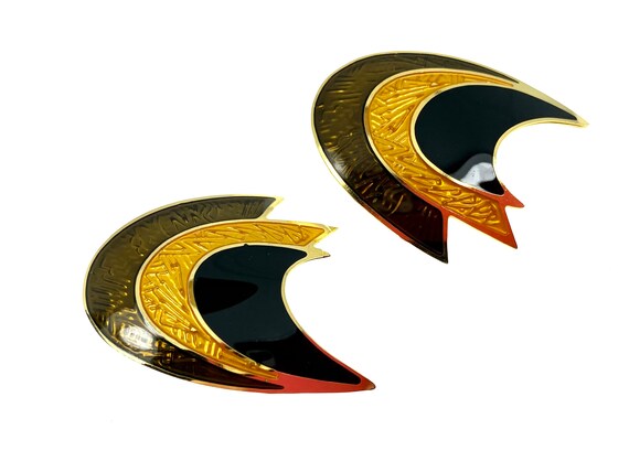 80s Berebi Enamel Earrings / Big Vintage Jewelry - image 8