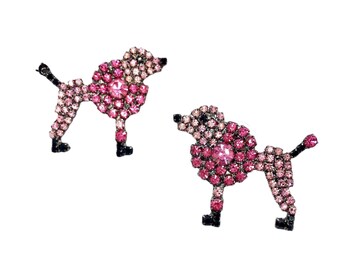 Pink Poodle Earrings - Sparkly Rockabilly Swag / Whimsical Retro
