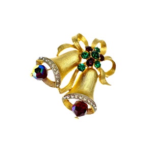 Weiss Christmas Brooch / Vintage Holiday Bells Pin / Jewelry