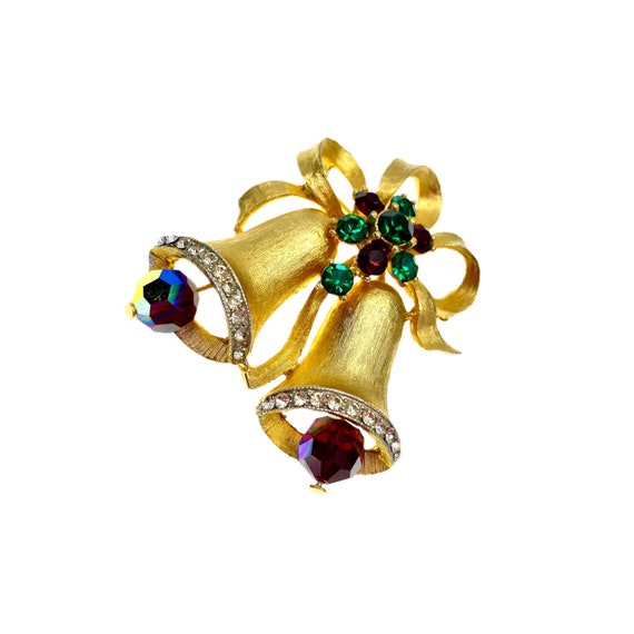 Weiss Christmas Bells Brooch / Vintage Holiday Je… - image 1