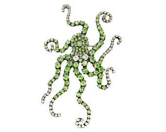 Oktopus Pin/Brosche - Swarovski Kristall - von Walhof - Cephalopod