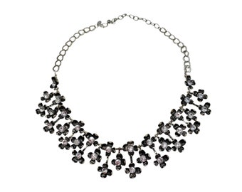 Joan Rivers Necklace  / Vintage Rhinestone Flower / Bib Style