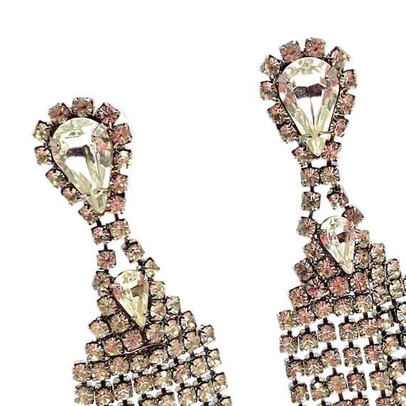 Long & Drippy Rhinestone Earrings / Vintage Jewelry Gem