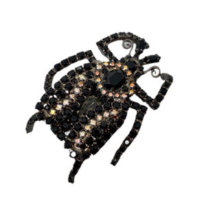 Rhinestone Beetle Pin / Insect Jewelry