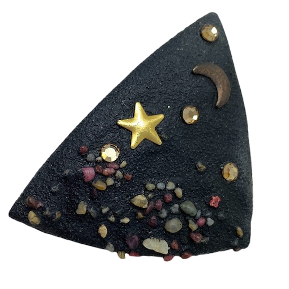 Black Vintage Earrings / Moon & Stars - image 8