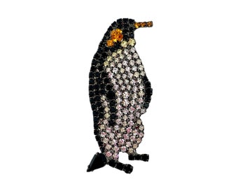 Emperor Penguin Brooch / Swarovski Crystal Bird Pin / von Walhof