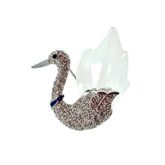 Vintage Swan Pin / Rhinestone Crystal Jewelry - image 8