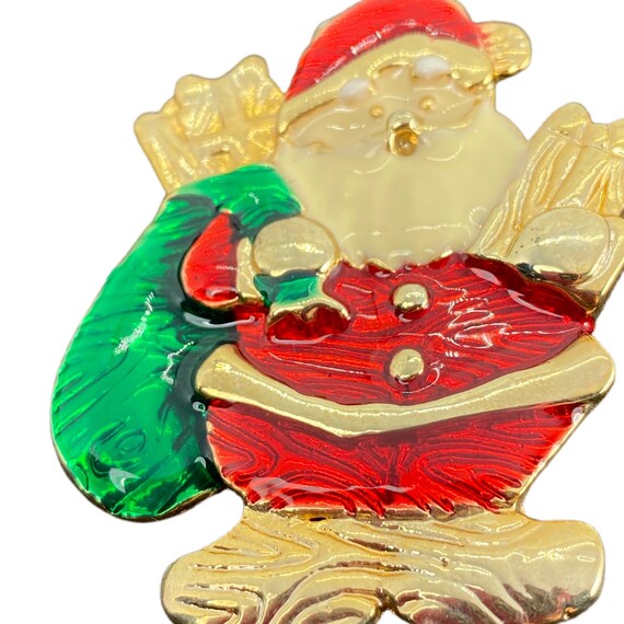 Santa Claus Brooch / Holiday Pin / Vintage Jewelry - image 4