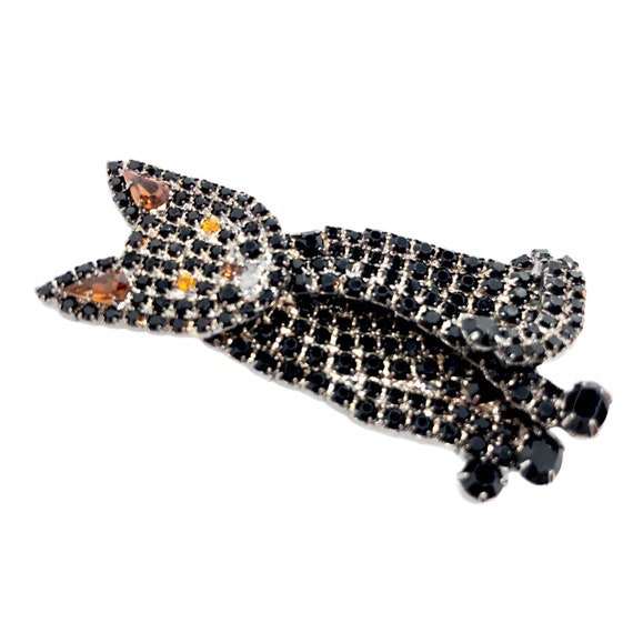 Black Cat Brooch - Kitten Jewelry - Rhinestone - image 5