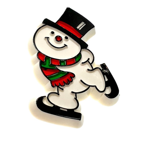 Hallmark Snowman Pin / Vintage Christmas Jewelry - image 5