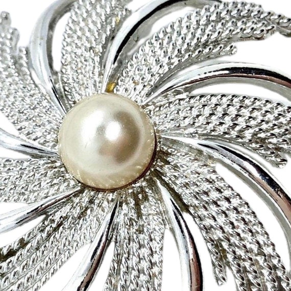 Large Vintage Silvertone Swirl Pin - Sarah Covent… - image 5