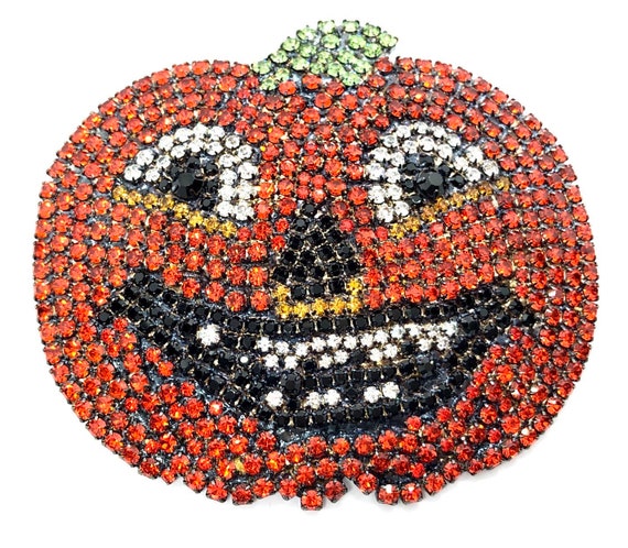 Halloween Pumpkin Brooch - Happy Jack O’ Lantern / Retro