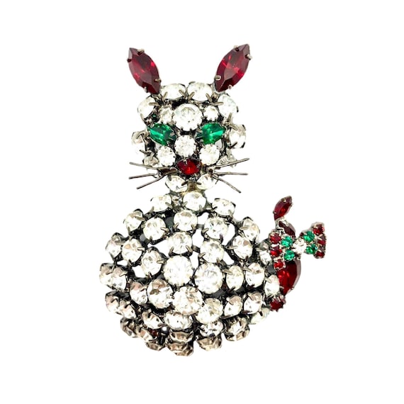 Rhinestone Cat Brooch - Early Bettina Von Walhof