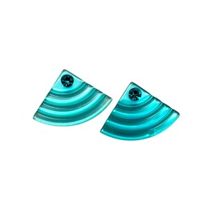Aqua Abstract Earrings / Retro Jewelry / Vintage 80s