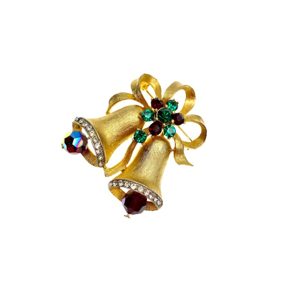 Weiss Christmas Bells Brooch / Vintage Holiday Je… - image 5