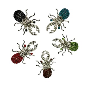 Stag Beetle Pin / Insect Jewelry / Rhinestone Bug Brooch