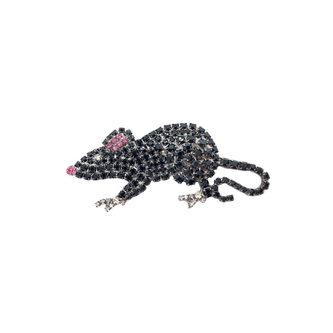 Rhinestone Rat Brooch - Squeaky Lil' Ratty Pin - Etsy