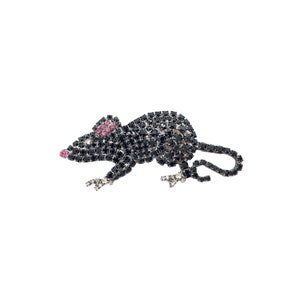 Rhinestone Rat Brooch - Squeaky Lil&#39; Ratty Pin