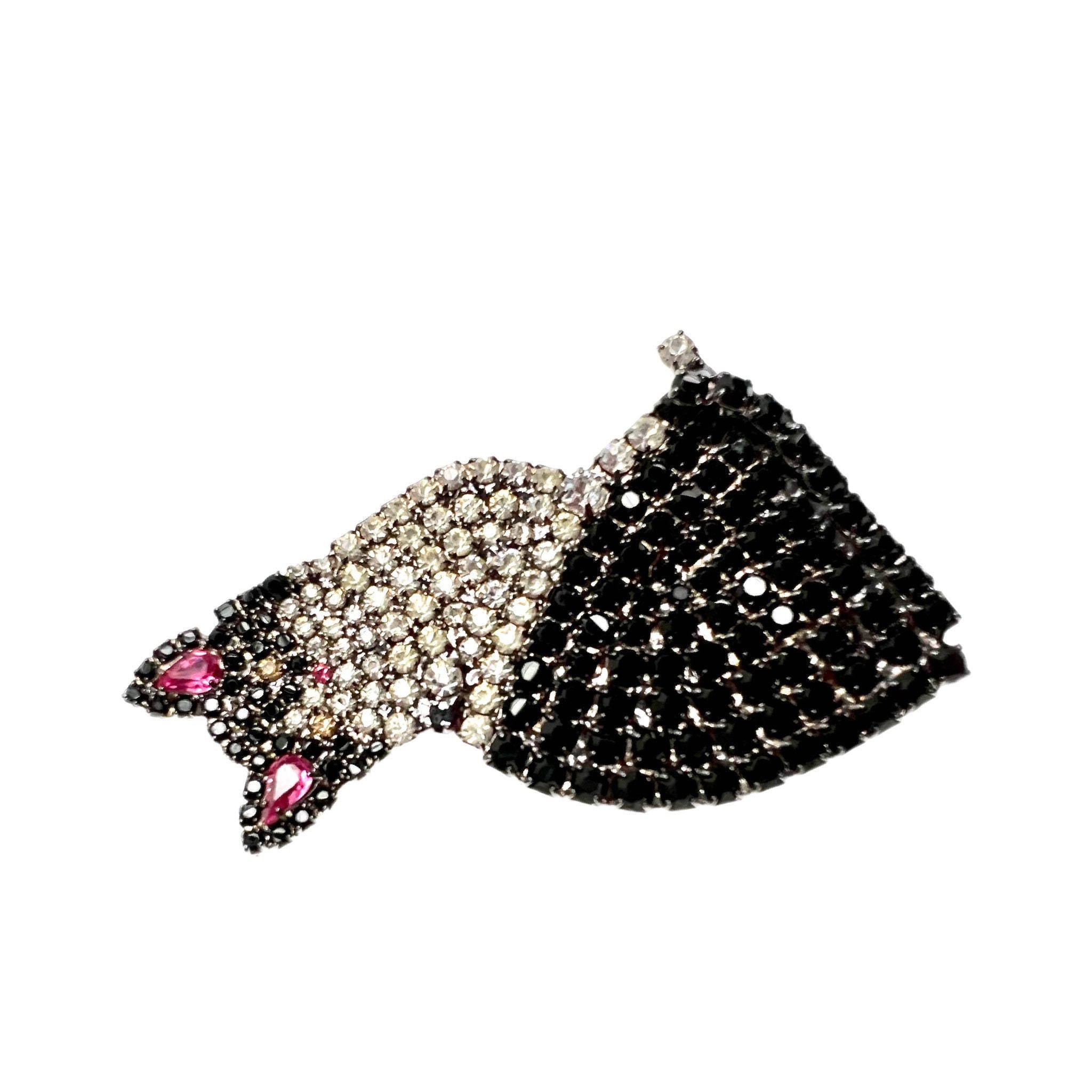 Orange Cat Brooch - Swarovski Crystal Rhinestone Feline Pin - Bicolor ...