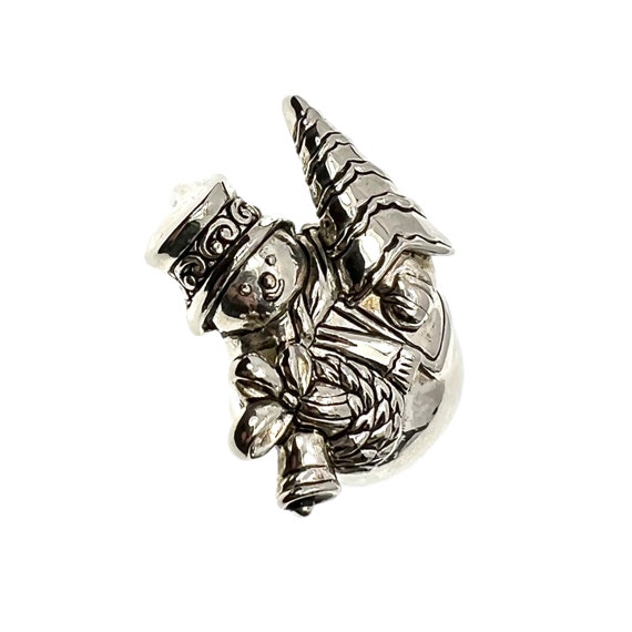 Silver Snowman Brooch / Pendant / Holiday Jewelry - image 10