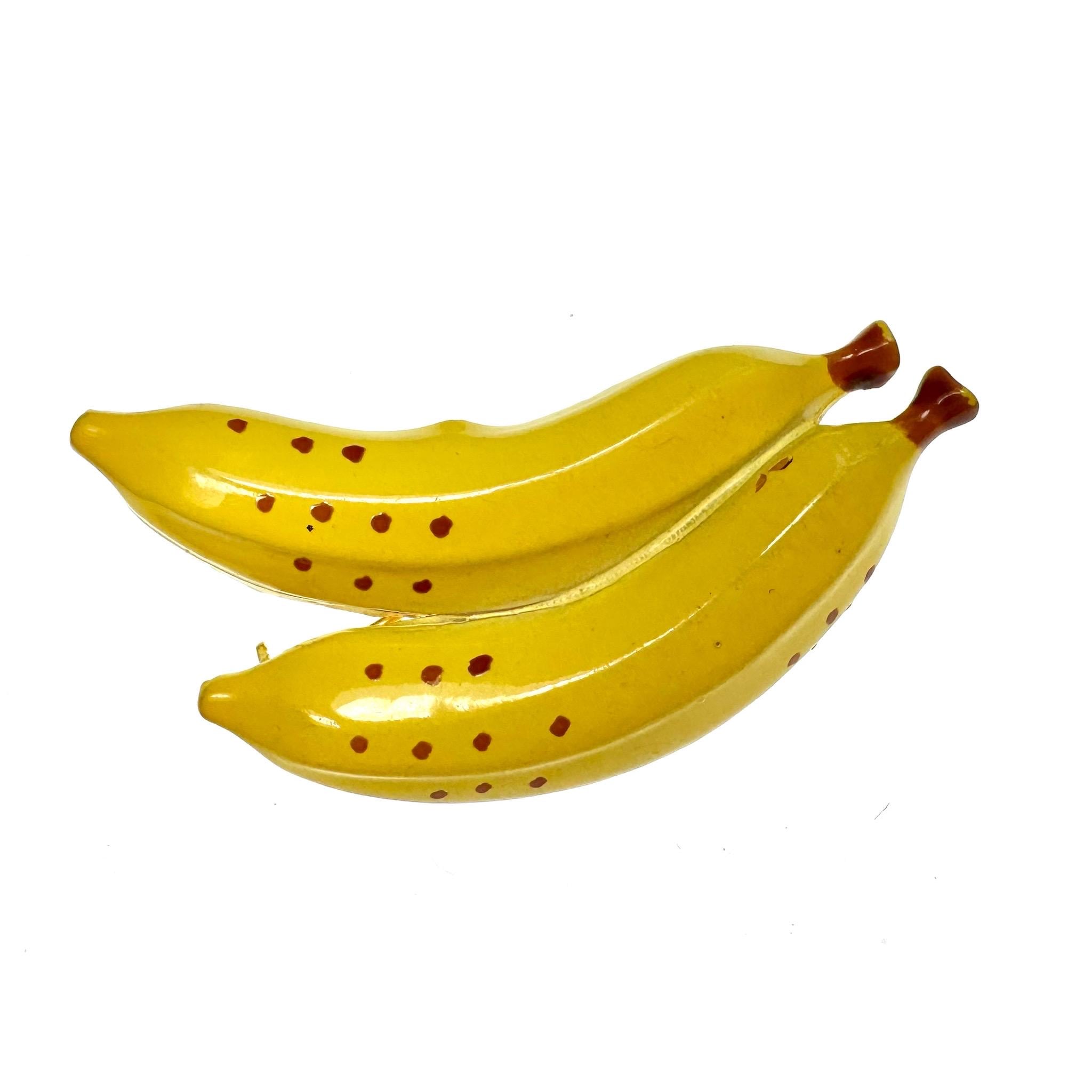 Vintage Banana Brooch - 1960s Enamel Fruit Jewelry/ Josephine