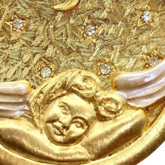 Gold Angel Brooch - Vintage 1980s - image 4