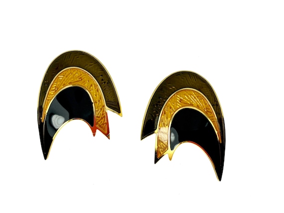 80s Berebi Enamel Earrings / Big Vintage Jewelry - image 1