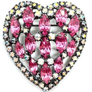 Pink Heart Brooch - von Walhof - Swarovski Crystals